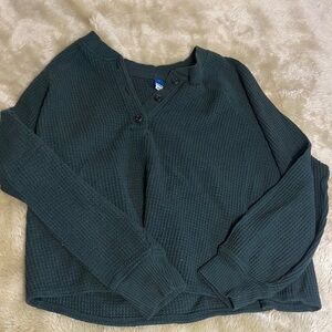 Old Navy Dark Green Waffle Knit Top